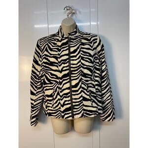 Patrick Christopher Zebra Animal Print Full Zip Jacket White‎ & Black Size 12